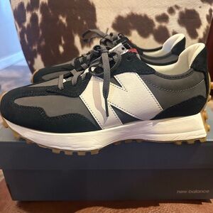 New Balance 327 women’s Black, White, and Gray Sneakers. Worn once